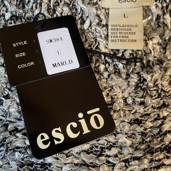 ANTHROPOLOGIE Escio Tunic Marbled Gray Black Top Lace Sleeves Size Large New - Picture 7 of 8